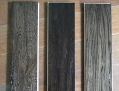Oak Handscraped wood flooring stained Ebony color
